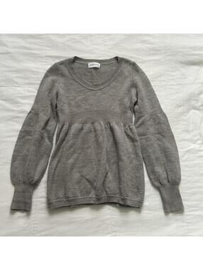 Tsumori Chisato grey wool babydoll sweater with cute puff sleeves Size small